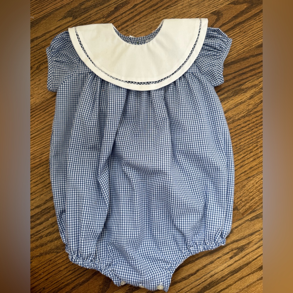 The Proper Peony Blue Gingham Bubble 18mo